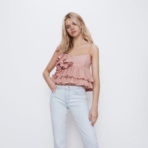 Ruffle Top ( Pale Pink/ S,M)